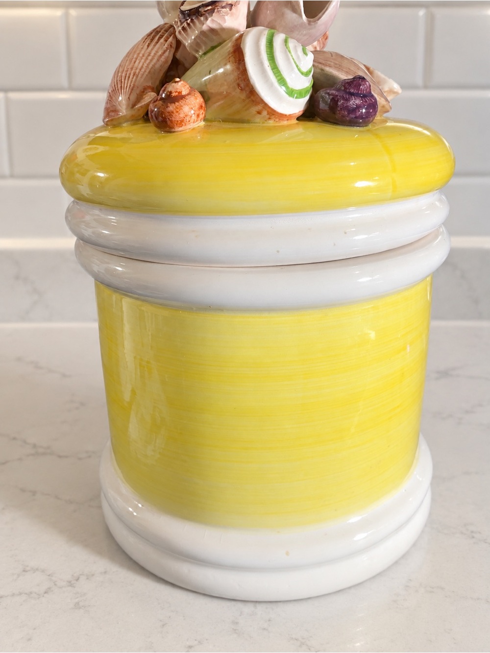 Vintage Seymour Mann Country Casual Yellow Shell Canister Japan Large